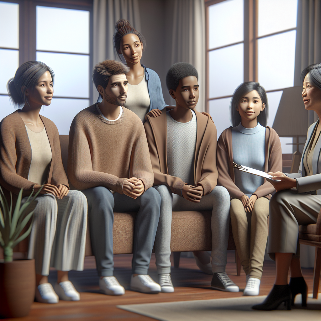 Realistic stock image of a family therapy session.