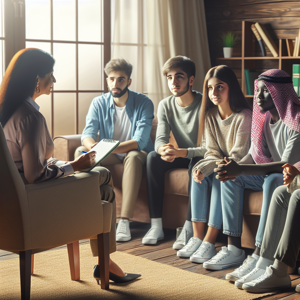Realistic image of a family therapy session.